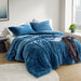 Avril - Twin/Twin Long Fluffy Ribbed Plush Comforter Set - Blue - Simple Home Plus