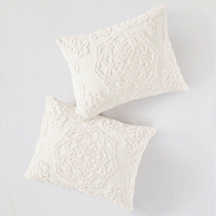 Laetitia - 3-Piece Tufted Medallion Comforter Set - Off White - Simple Home Plus