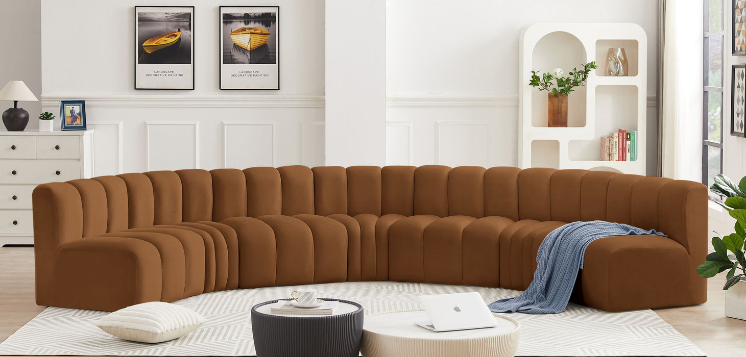 Arc - Velvet 7 Piece U-Shaped Modular Sofa - Saddle - Simple Home Plus