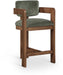 Sacha - Velvet Stool With Brown Base - Simple Home Plus