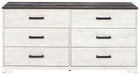 Shawburn - White / Black / Gray - Six Drawer Dresser - Pewter-tone pulls - Simple Home Plus