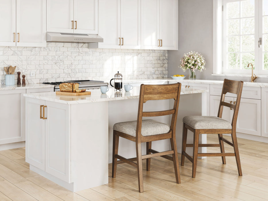 Cabalynn - Oatmeal / Light Brown - Upholstered Barstool (Set of 2) - Simple Home Plus