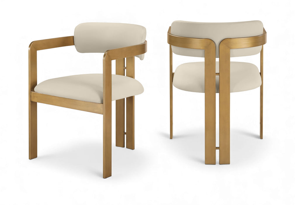 Aurum - Vegan Leather Upholstered Dining Chair With Brushed Brass Base (Set of 2) - Simple Home Plus