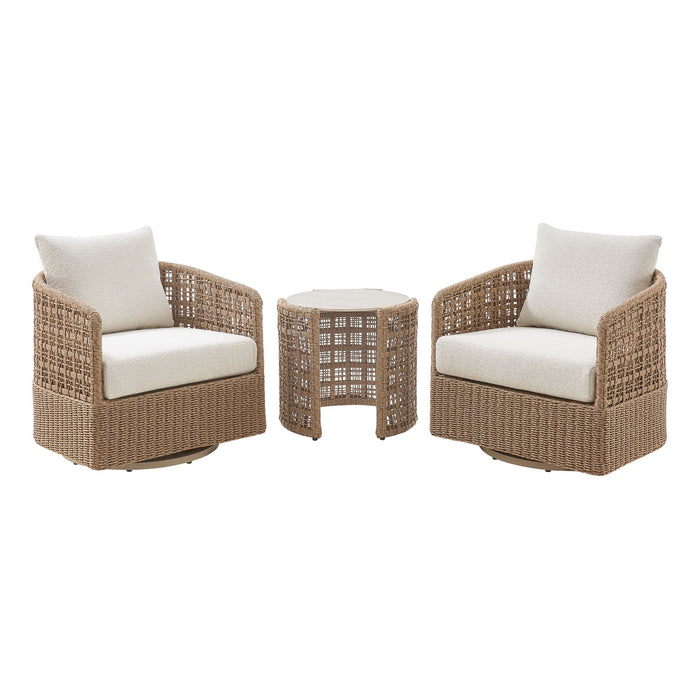 Driftbay - Powder Coated Metal Outdoor Conversation Set With Cushions