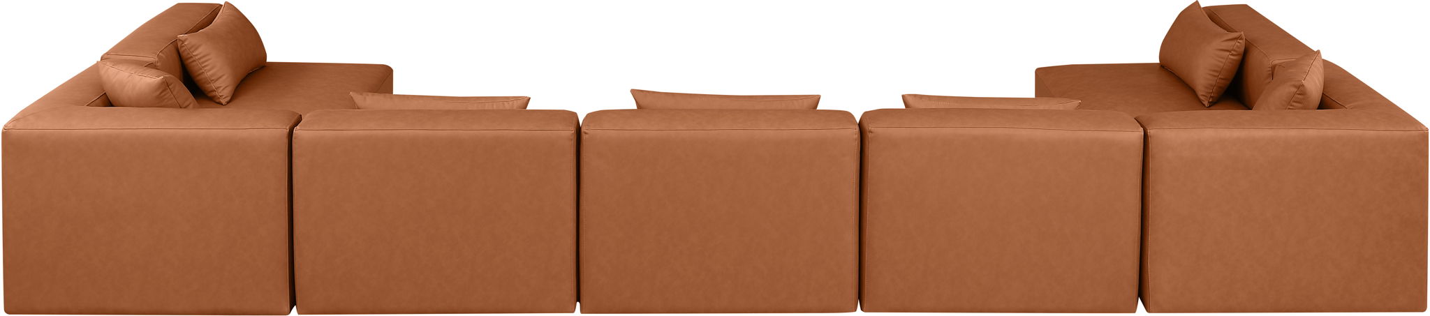 Cube - 7 Piece Modular U-Shaped Sectional - Cognac - Simple Home Plus