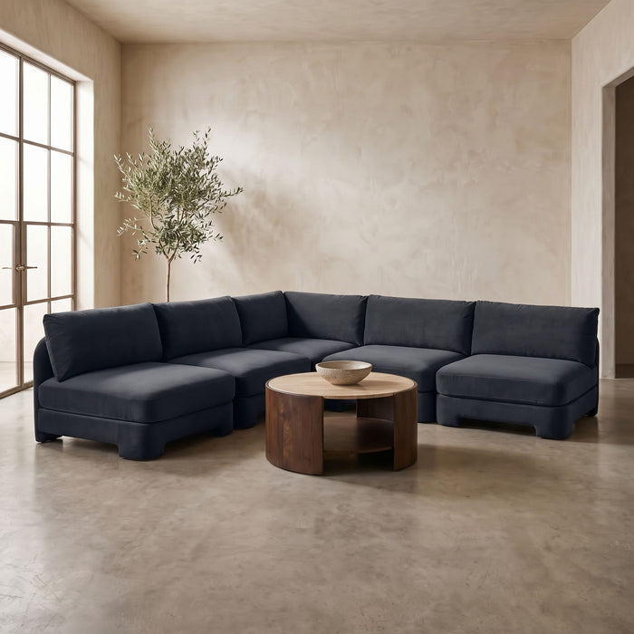 Hammond - Velvet Performance Fabric Upholstered 5 Piece Armless Sectional - Simple Home Plus