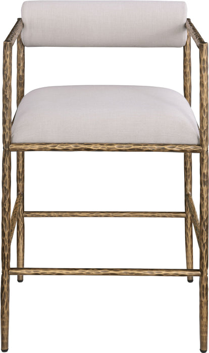 Axis - Linen Textured Beige Fabric Upholstered Counter Stool (Set of 2) - Simple Home Plus