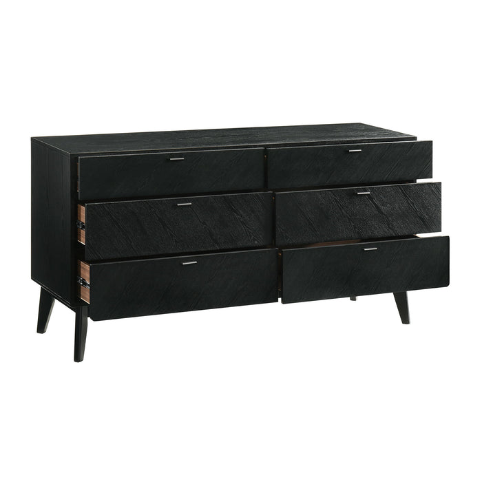 Petra - 6 Drawer Wood Dresser - Black - Simple Home Plus