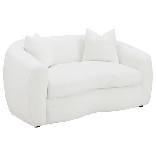 Isabella - Faux Sheepskin Upholstered Loveseat Natural - Ivory - Simple Home Plus