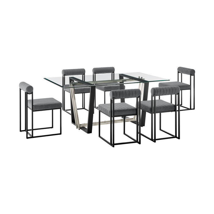 Kai Anastasia - Rectangular Glass Dining Table Set - Matte Black Base - Simple Home Plus