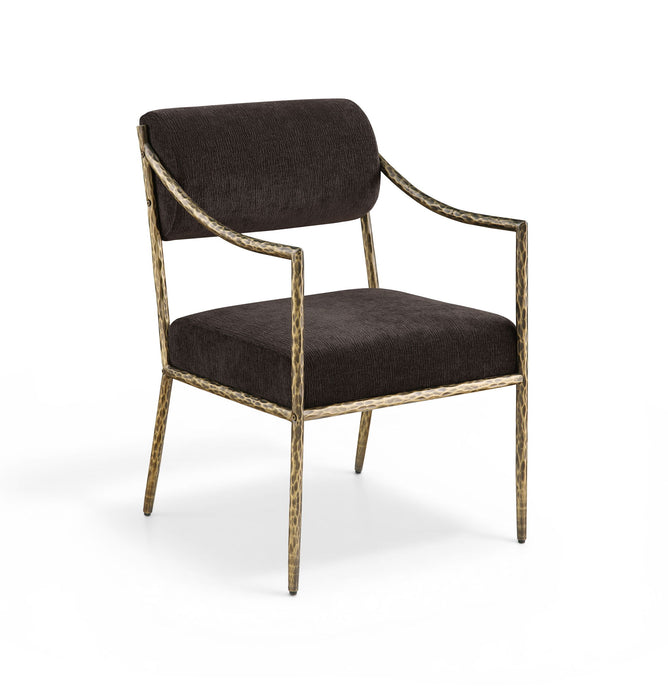 Bastille - Upholstered Dining Arm Chair (Set of 2) - Brass Frame - Simple Home Plus