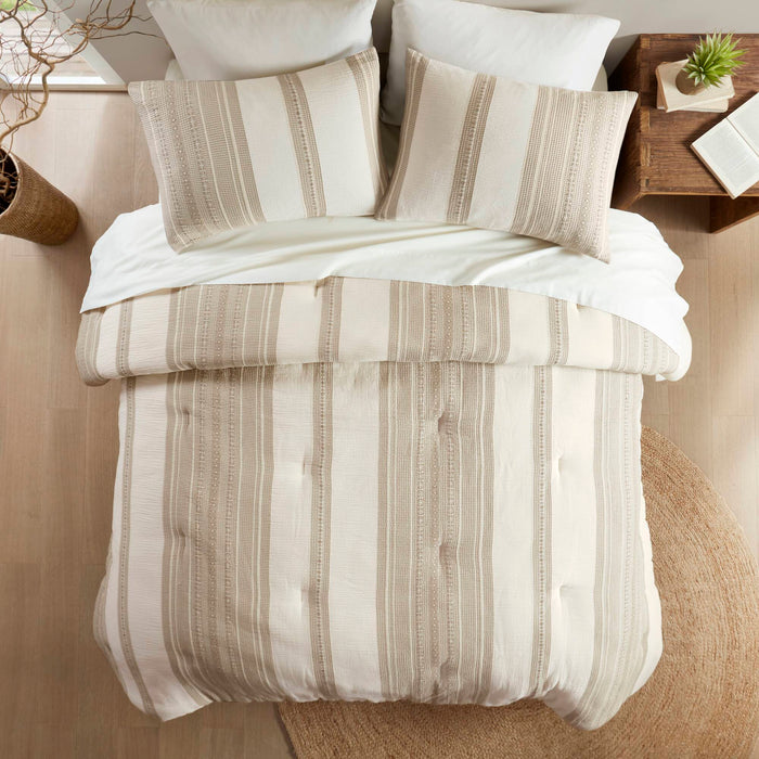 Mesa - 3 Piece Full/Queen Comforter Set - Tan - Simple Home Plus