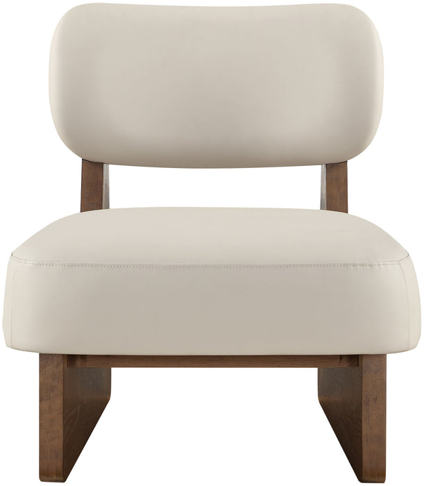 Vetra - Vegan Leather Upholstered Accent Chair - Taupe / Painted Brown - Simple Home Plus