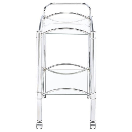 Shadix - 2-Tier Rectangular Glass Shelf Metal Bar Cart - Chrome - Simple Home Plus