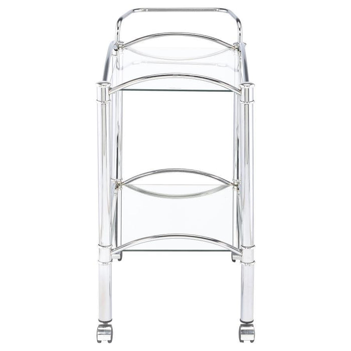 Shadix - 2-Tier Rectangular Glass Shelf Metal Bar Cart - Chrome - Simple Home Plus