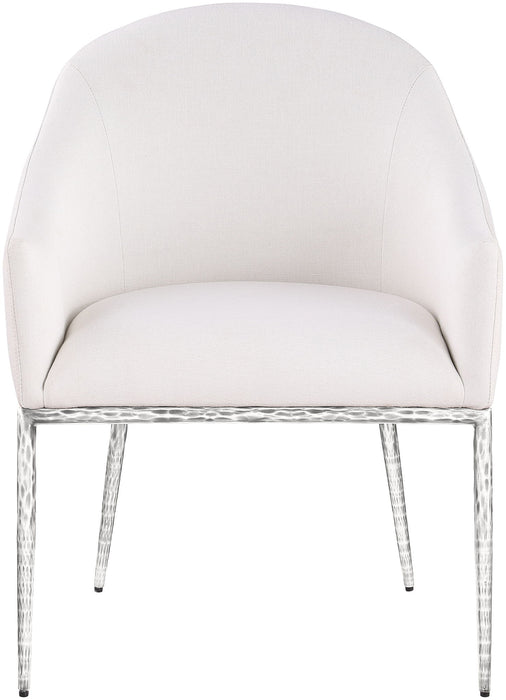 Ferro - Upholstered Dining Arm Chair With Brushed Silver Legs - Simple Home Plus