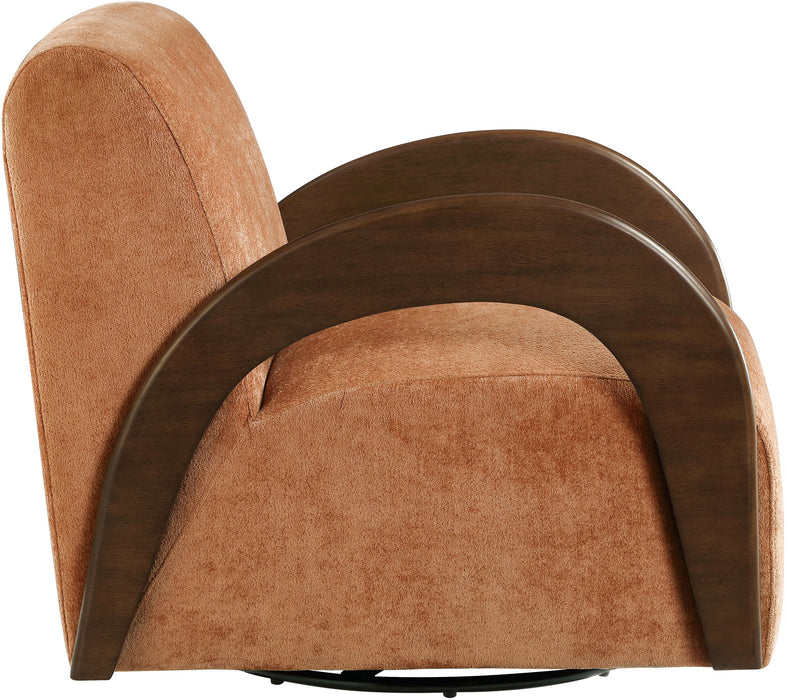 Neria - Chenille Fabric Upholstered Swivel Accent Chair - Painted Brown Base - Simple Home Plus