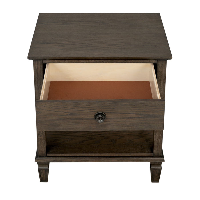 Victoria - One-Drawer Bedside Table With Shelf - Antique Brown - Simple Home Plus
