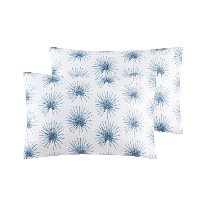 200 Thread Count Printed Cotton - Queen Sheet Set - Blue Palmetto - Simple Home Plus