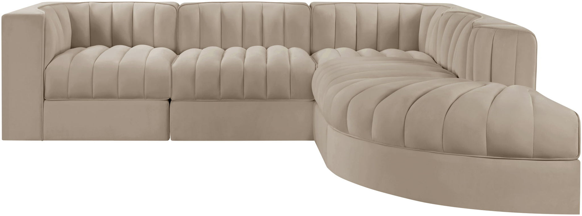 Rummi - Velvet Performance Fabric Upholstered 5 Piece Modular Sectional - Simple Home Plus