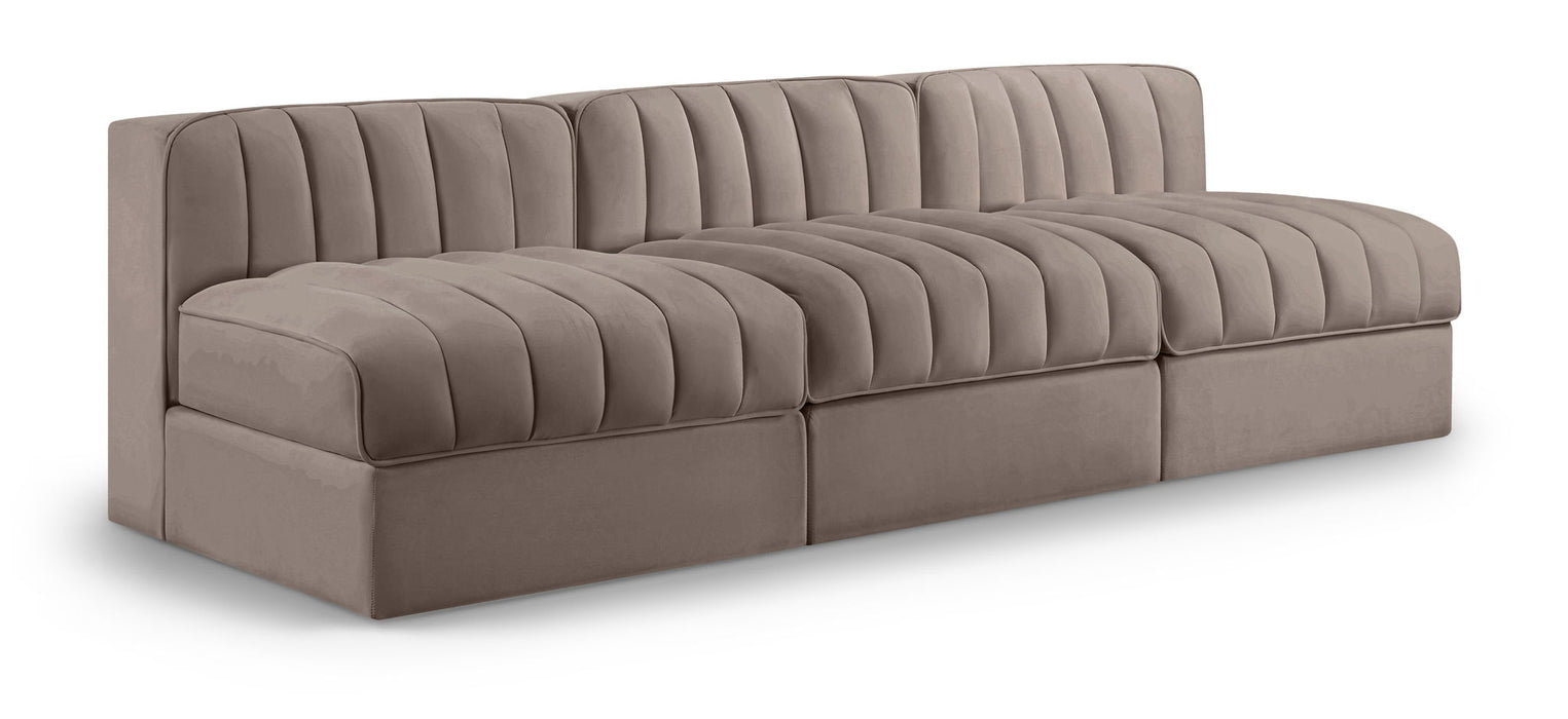 Rummi - Velvet Performance Fabric Upholstered 3 Piece Modular Armless Sofa - Simple Home Plus