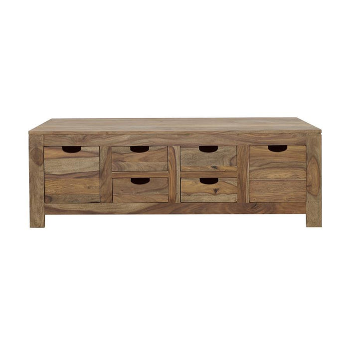 Esther - 6-Drawer Solid Wood Coffee Table - Natural - Simple Home Plus