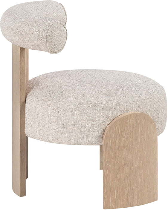 Calder - Linen Textured Fabric Upholstered Accent Chair - Painted Natural Base - Simple Home Plus