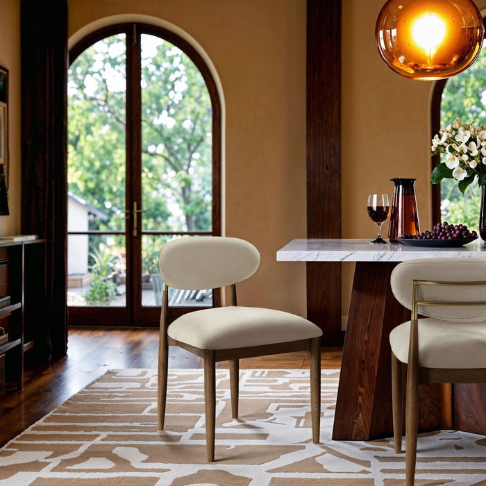 Riccio - Fabric Dining Side Chair (Set of 2) - Walnut Frame - Simple Home Plus