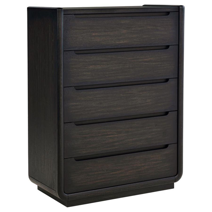 Leandro - 5-Drawer Bedroom Chest Of Drawers - Burnished Black - Simple Home Plus