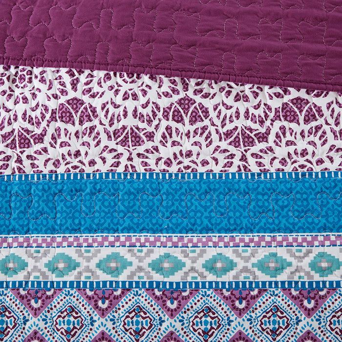Joni - Twin Reversible Coverlet Set - Purple - Simple Home Plus