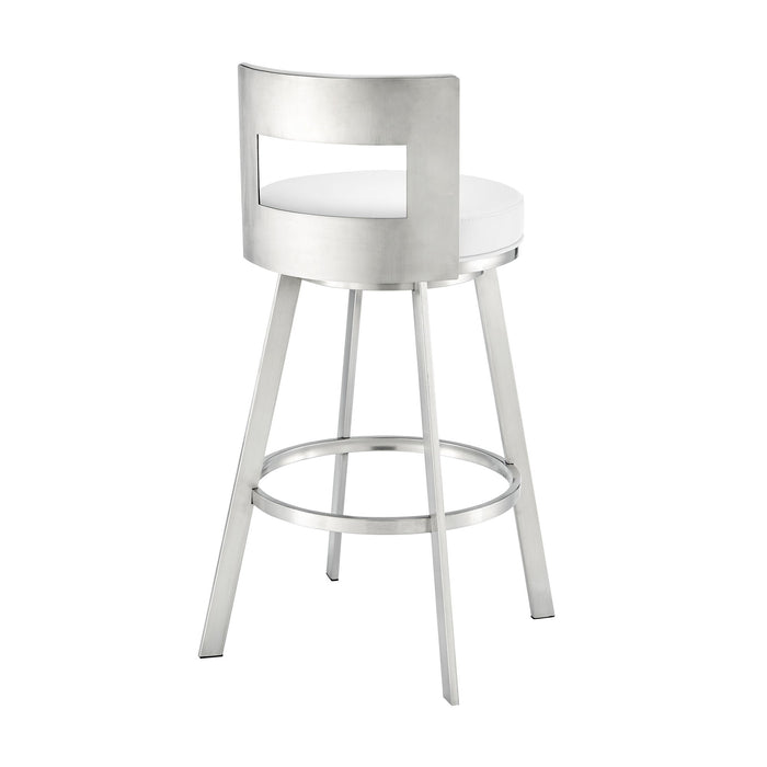 Lynof - Swivel Bar Stool - Brushed Stainless Steel Finish