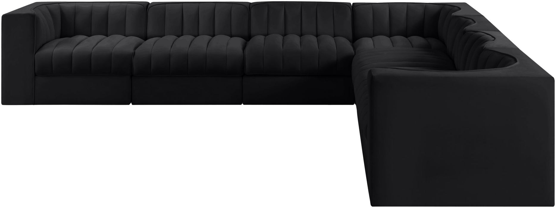 Rummi - Symmetrical Velvet Performance Fabric Upholstered 7 Piece Modular Sectional (With 3 Corner Chairs) - Simple Home Plus