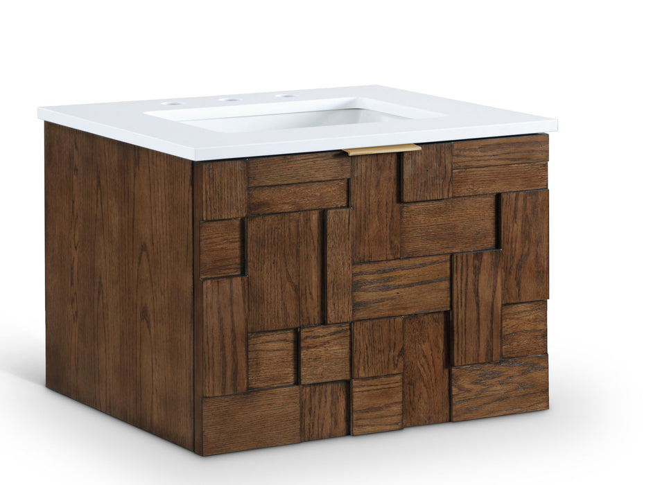 Leonardo - Engineered Stone And Solid Wood 24" Wall Mounted Bathroom Vanity - Simple Home Plus