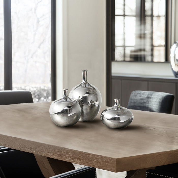 Ansen - Vase (Set of 3) - Silver - Simple Home Plus