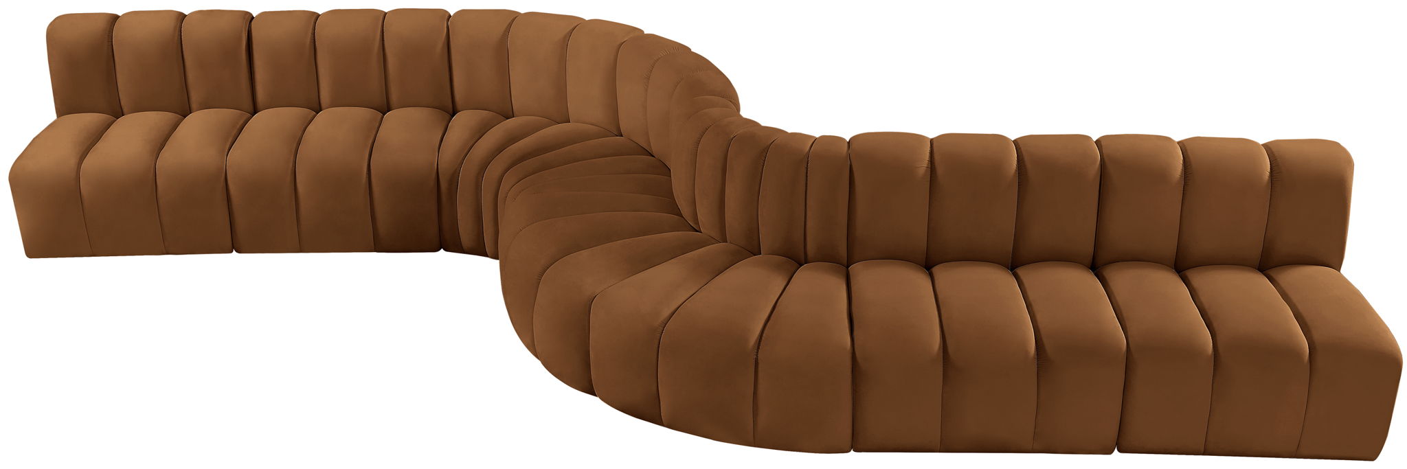Arc - Velvet 8 Piece Curved Modular Sofa - Saddle - Simple Home Plus