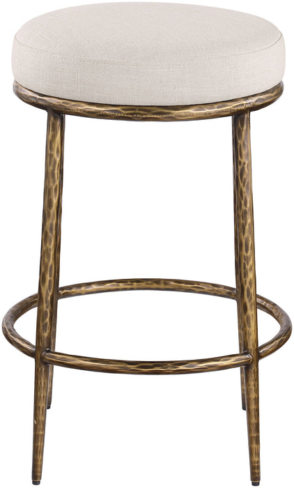 Ferro - Upholstered Backless Counter Stool With Brushed Gold Base - Simple Home Plus