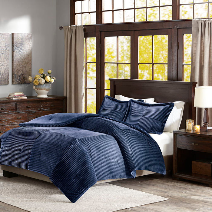 Parker - King Comforter Mini Set - Navy - Simple Home Plus