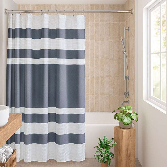 Spa Waffle - 72" x 72" Shower Curtain With 3M Treatment - Dark Blue - Simple Home Plus
