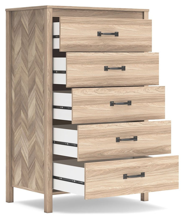 Battelle - Tan - Five Drawer Chest - Simple Home Plus