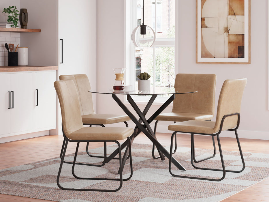 Pharwynn - 5 Pc. - Dining Room Table, 4 Side Chair - Black - Simple Home Plus