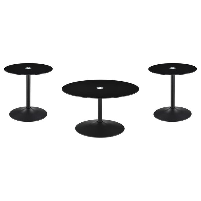 Ganso - Round Glass Top Coffee And End Table Set - Simple Home Plus