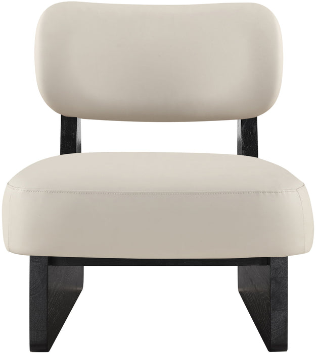 Vetra - Vegan Leather Upholstered Accent Chair - Taupe / Painted Black - Simple Home Plus