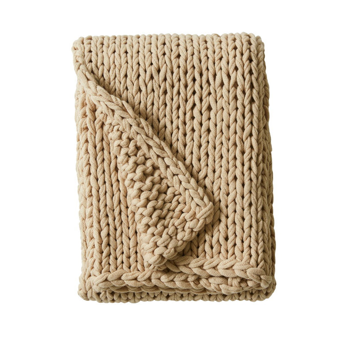 Chunky Double Knit - Handmade Throw - Tan - Simple Home Plus