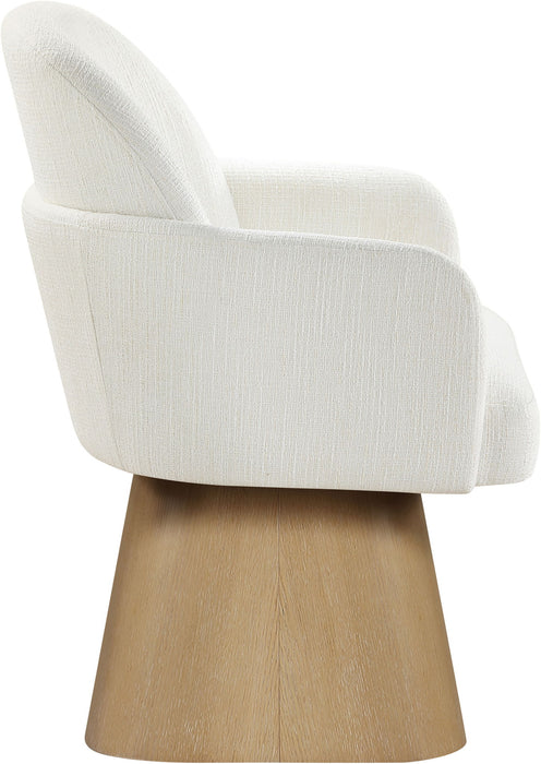 Marlowe - Linen Textured Fabric Upholstered Swivel Dining Arm Chair - Stained Natural - Simple Home Plus