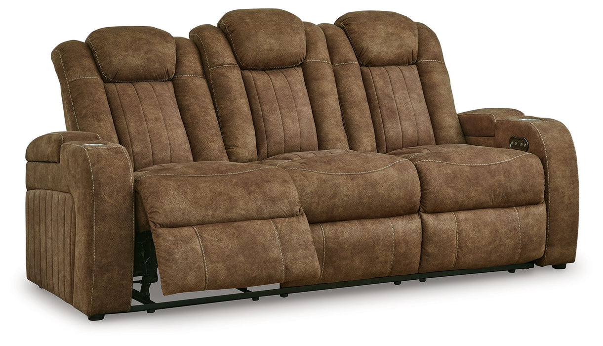 Wolfridge - 2 Pc. - Power Reclining Sofa, Power Reclining Loveseat With Console - Brindle - Simple Home Plus