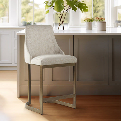 Bryce - Upholstered Counter Stool With Metal Base - Cream - Simple Home Plus