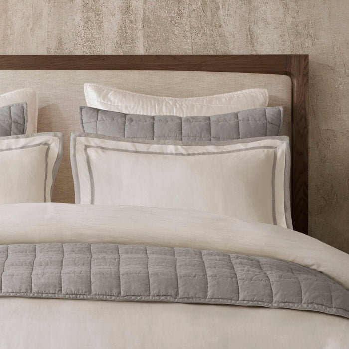 Linen Blend - King/California King Duvet Cover Set - White/Gray - Simple Home Plus