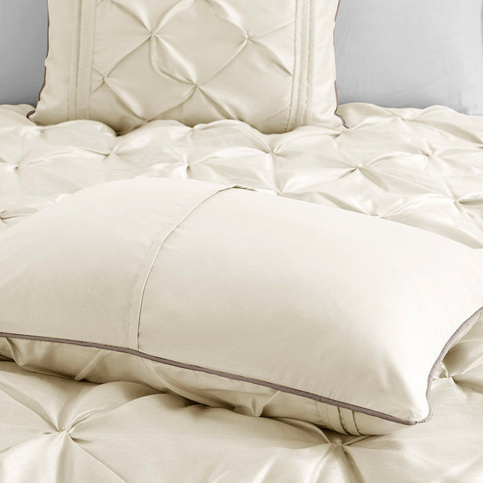 Laurel - 7 Piece Tufted Comforter Set - Ivory - Simple Home Plus