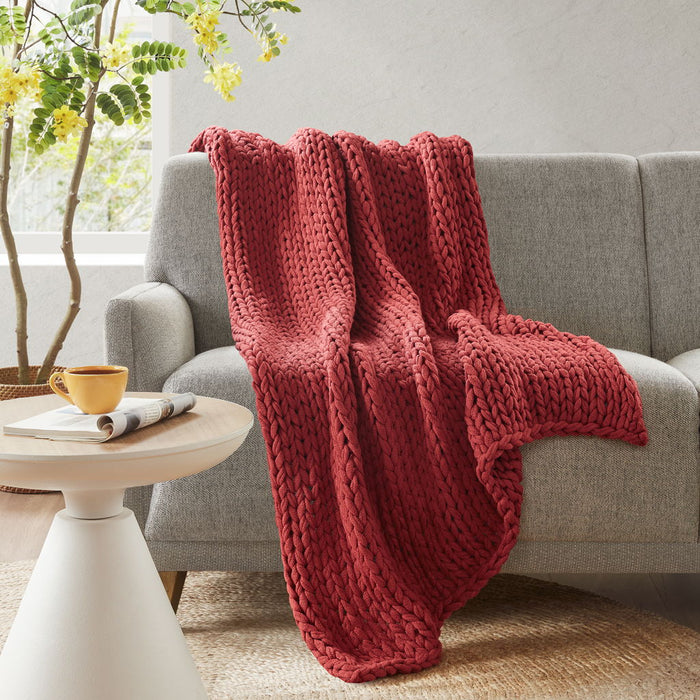 Chunky Double Knit - Handmade Throw - Red - Simple Home Plus