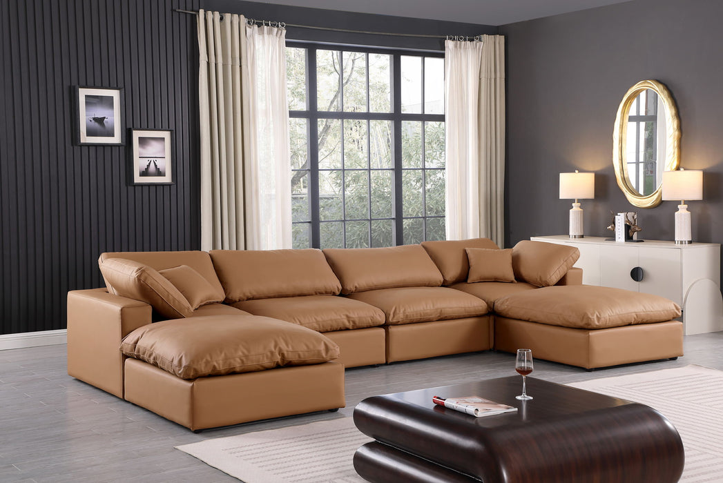 Comfy - 6 Piece Faux Leather Modular Double Chaise Sectional - Simple Home Plus
